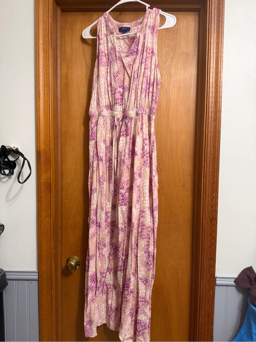 Apt. 9 Peach & Purple Printed Sleeveless Maxi Dress